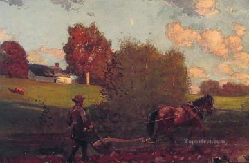  Fu Oil Painting - The Last Furrow Realism painter Winslow Homer